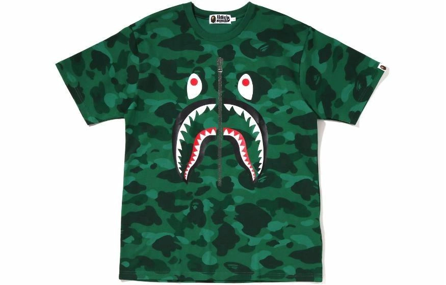 A BATHING APE Color camo shark tee T