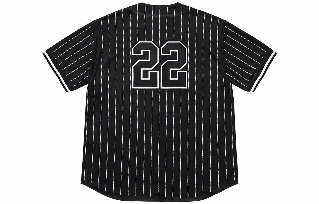 Supreme SS22 Week 16 Rhinestone Stripe Baseball Jersey T