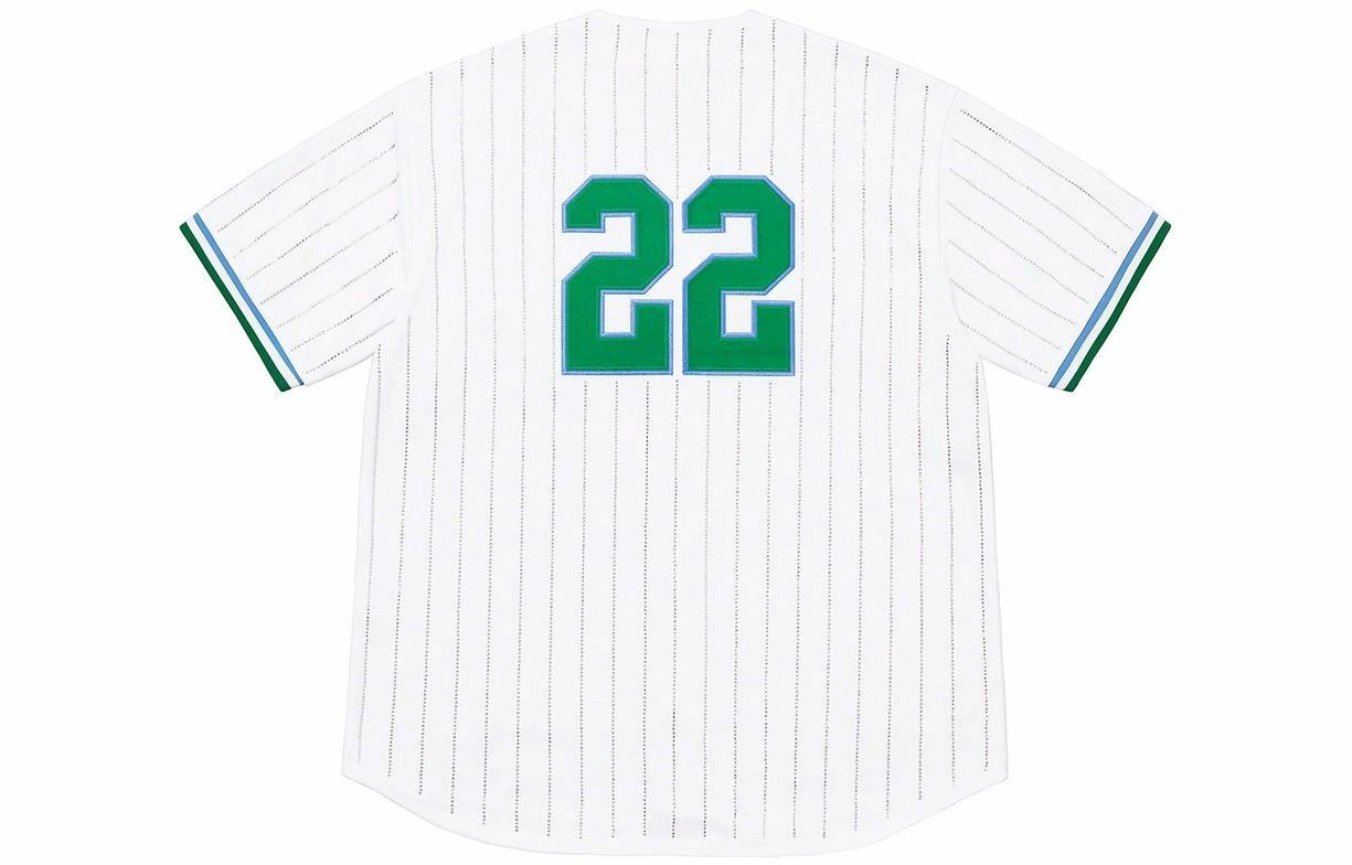 Supreme SS22 Week 16 Rhinestone Stripe Baseball Jersey T