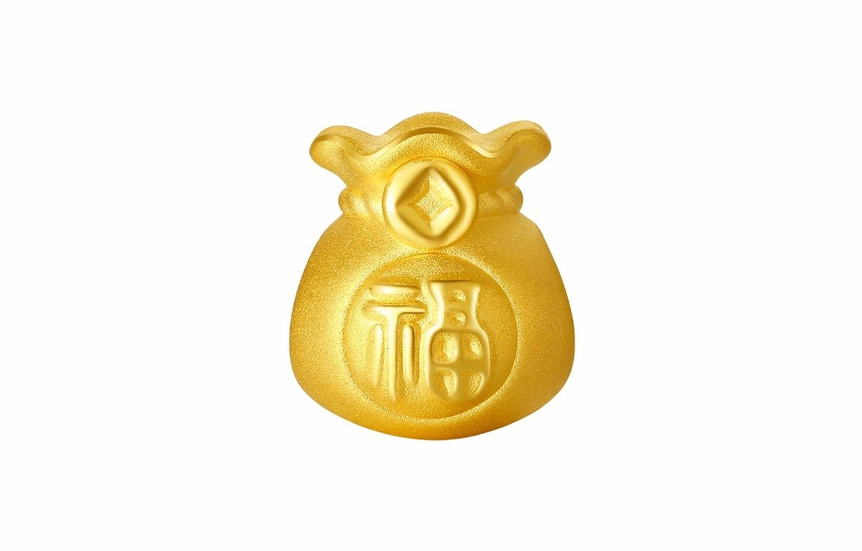周六福 黄金转运珠财宝福袋手绳女士手饰定价 足金 一口价 手链 女款