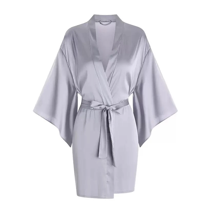 秀黛 日系纯色系家居服舒适长袖睡袍/浴袍 女款