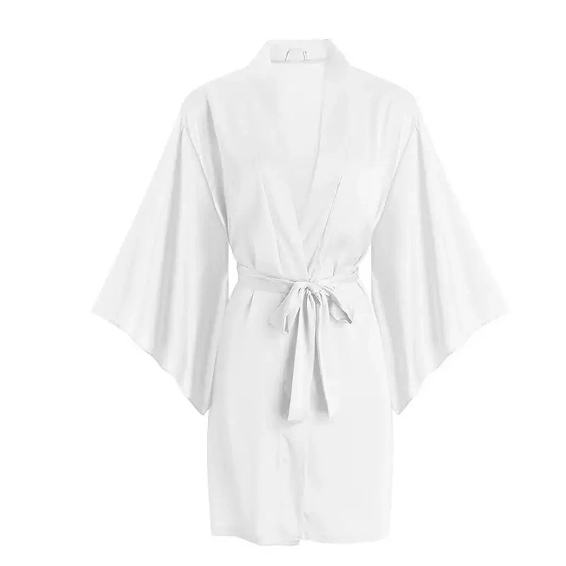 秀黛 日系纯色系家居服舒适长袖睡袍/浴袍 女款