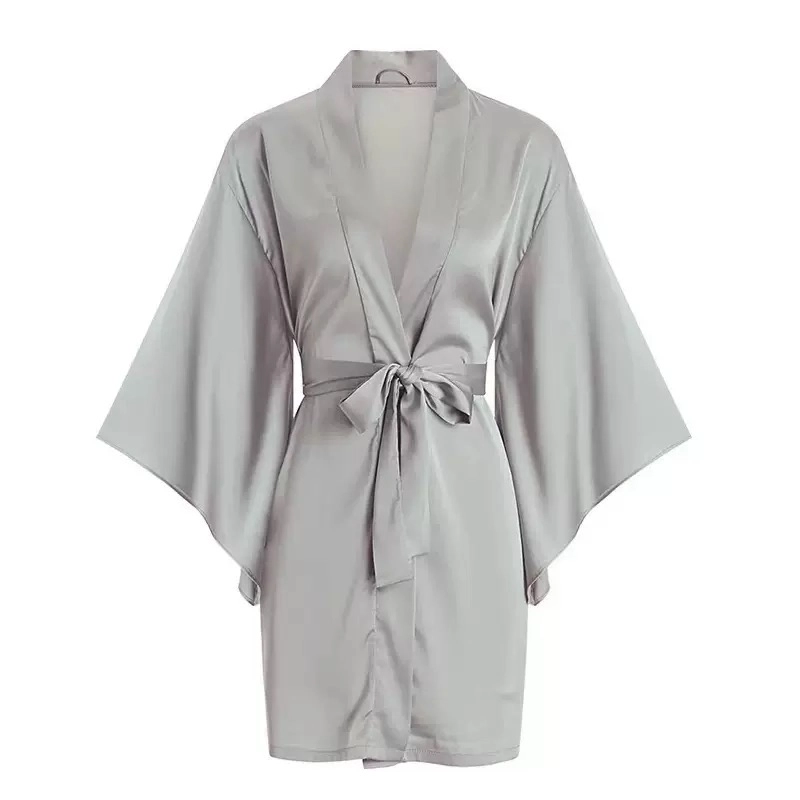 秀黛 日系纯色系家居服舒适长袖睡袍/浴袍 女款