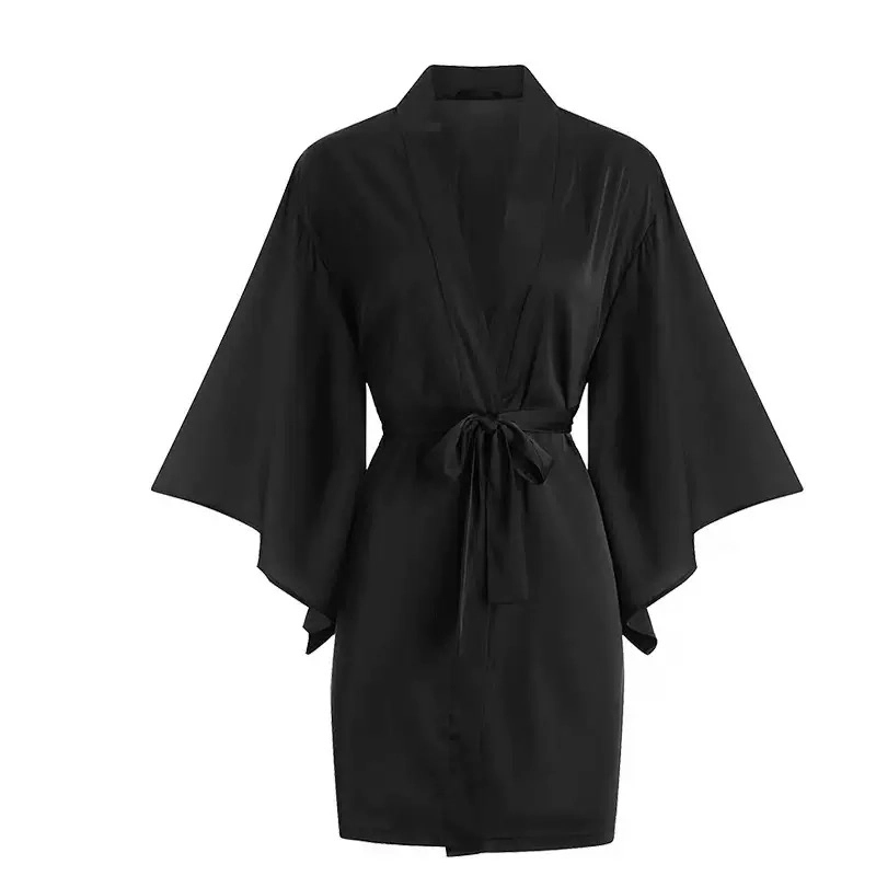 秀黛 日系纯色系家居服舒适长袖睡袍/浴袍 女款