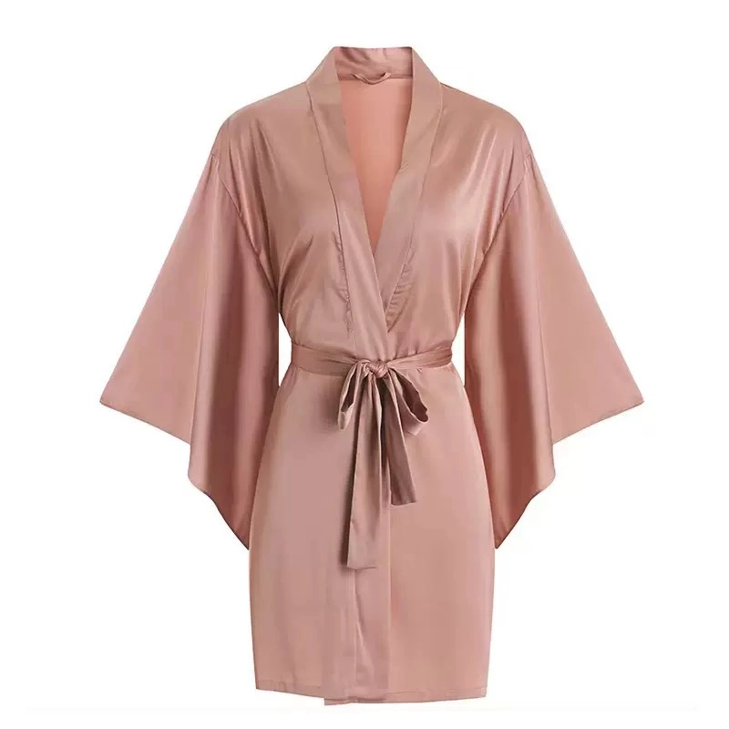 秀黛 日系纯色系家居服舒适长袖睡袍/浴袍 女款
