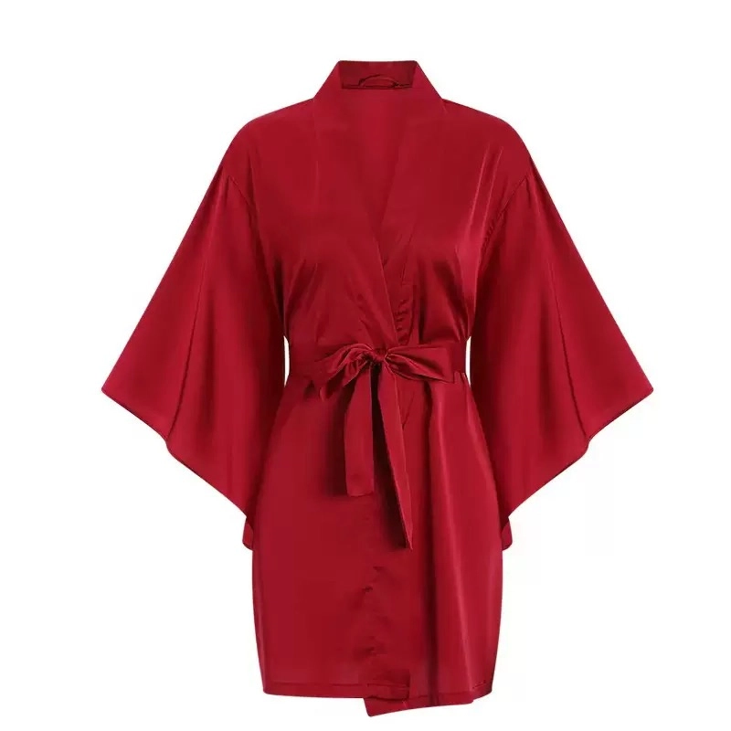 秀黛 日系纯色系家居服舒适长袖睡袍/浴袍 女款