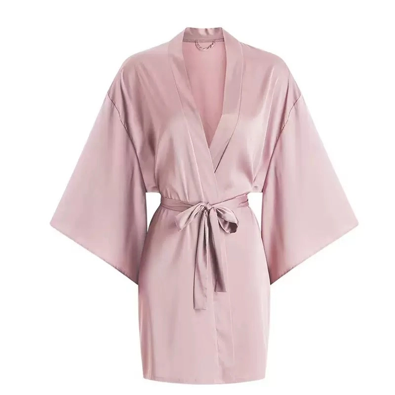 秀黛 日系纯色系家居服舒适长袖睡袍/浴袍 女款