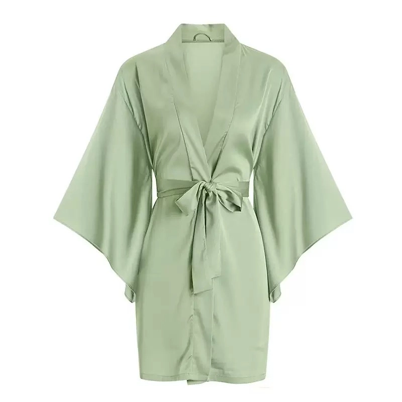 秀黛 日系纯色系家居服舒适长袖睡袍/浴袍 女款