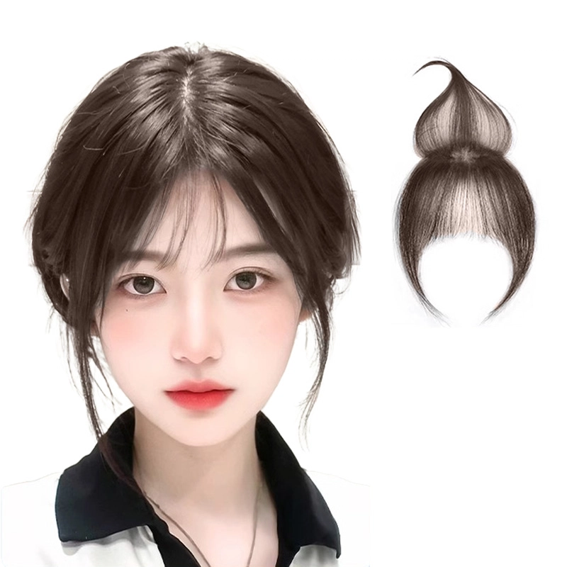 天空树 法式修颜胎毛刘海假发女片 头顶真发自然 前额鬓角发际线补发 轻薄无边补发片
