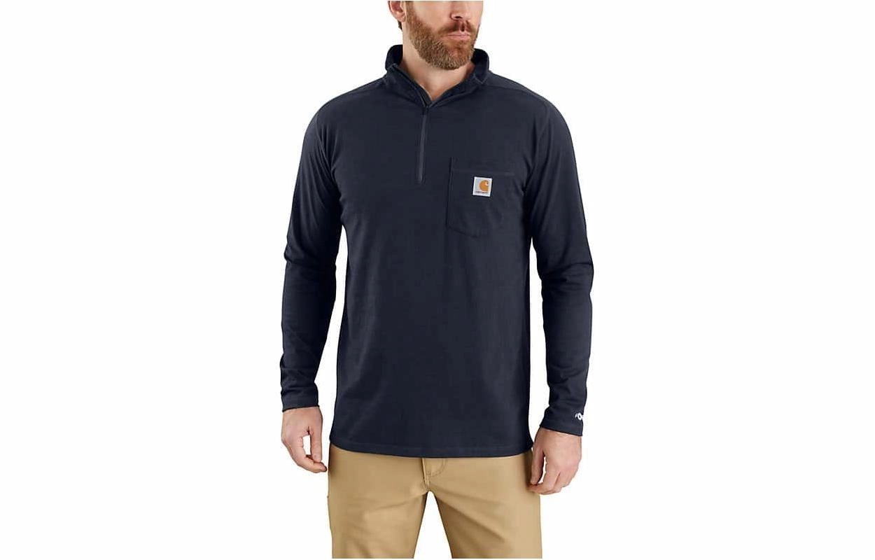 Carhartt 104255 CARHARTT FORCEMIDWEIGHT LONG-SLEEVE QUARTER-ZIP MOCK-NECK T-SHIRT T RELAXED FIT