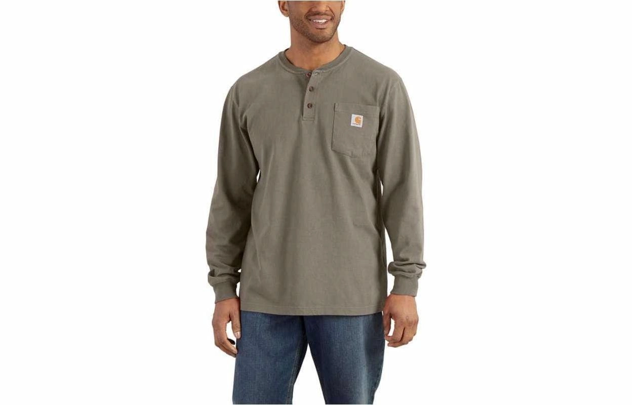 Carhartt K128 HEAVYWEIGHT LONG-SLEEVE POCKET HENLEY T-SHIRTT LOOSE FIT