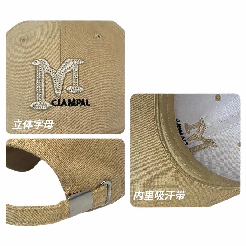 佐闯 美式字母刺绣百搭显脸小硬顶大头可戴宽帽檐帽子韩版遮阳 棉 鸭舌帽 男女同款情侣款
