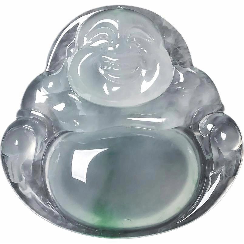 昼语 冰清玉洁 老坑浅绿飘花 佛公玉挂件 起胶感#好运 冰种 翡翠吊坠 男女同款情侣款