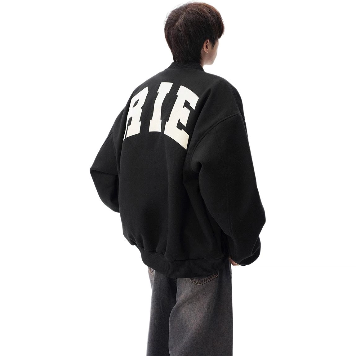 玉儿恋 高街复古撕裂笑脸百搭休闲棒球领设计感字母刺绣美式潮牌风夹克外套 男女同款