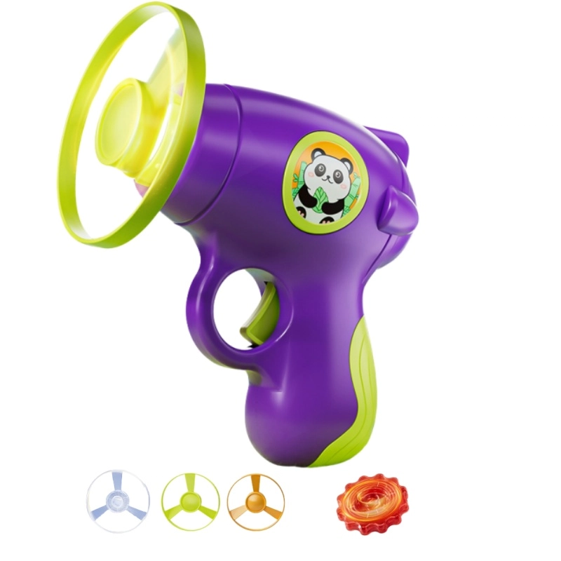 古欧 发光竹蜻蜓手枪 弹射软飞盘 可爱萌趣 户外运动 早教益智玩具