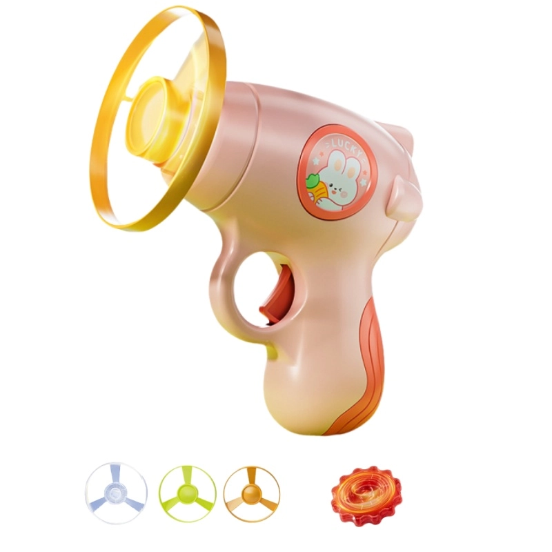 古欧 发光竹蜻蜓手枪 弹射软飞盘 可爱萌趣 户外运动 早教益智玩具