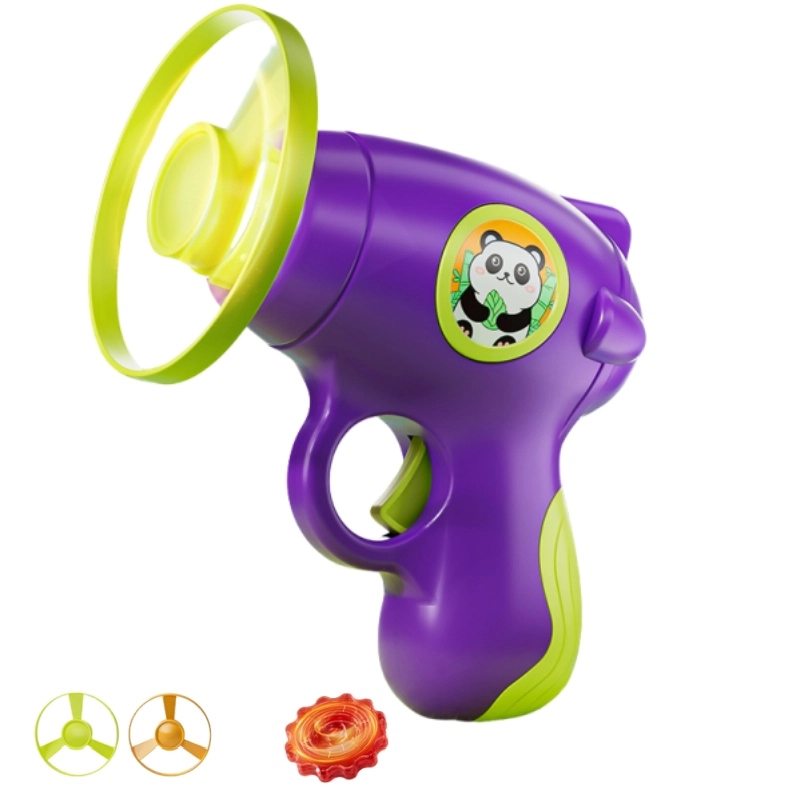 古欧 发光竹蜻蜓手枪 弹射软飞盘 可爱萌趣 户外运动 早教益智玩具