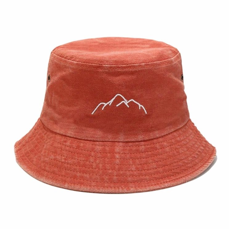 雅鹿 春夏季水洗做旧山峰刺绣复古盆帽士户外运动登山钓鱼防晒遮阳百搭大头围显脸小水桶帽 聚酯纤维 渔夫帽 男女同款情侣款
