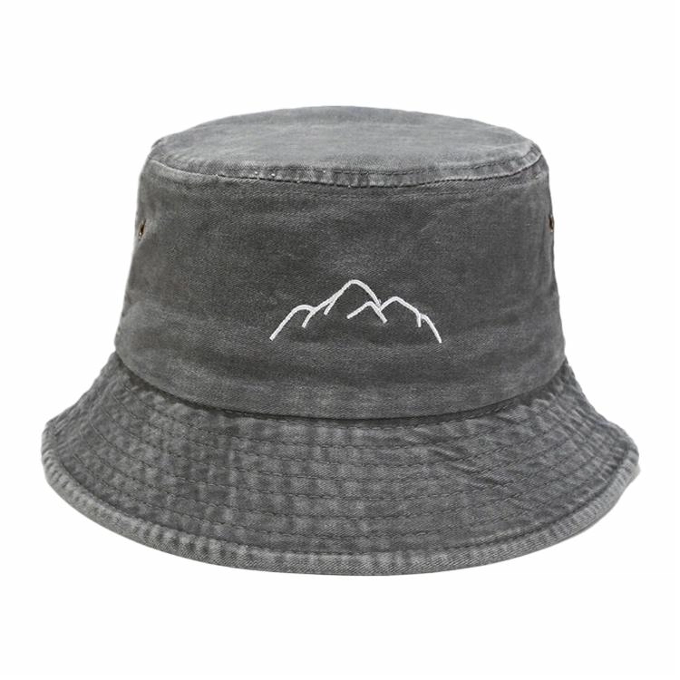 雅鹿 春夏季水洗做旧山峰刺绣复古盆帽士户外运动登山钓鱼防晒遮阳百搭大头围显脸小水桶帽 聚酯纤维 渔夫帽 男女同款情侣款