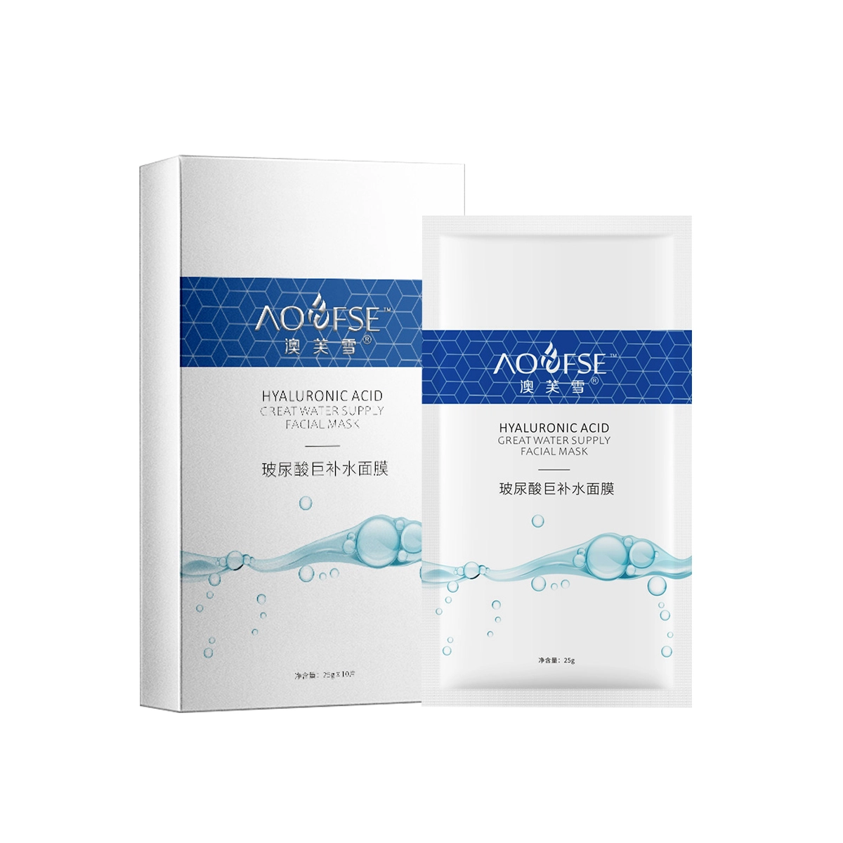 澳芙雪 补水保湿玻尿酸面面膜 保湿清爽滋润补水 大干皮必备补水锁水