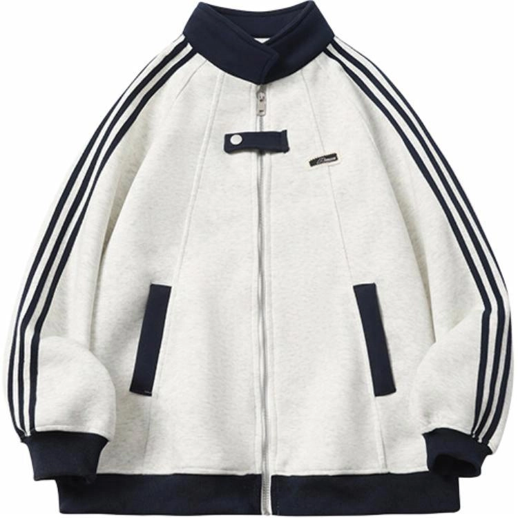 轻迎  条纹纯色百搭立领棒球服 男款