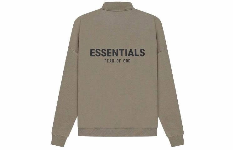 Fear of God Essentials SS21 Mockneck Half Zip Taupe Logo