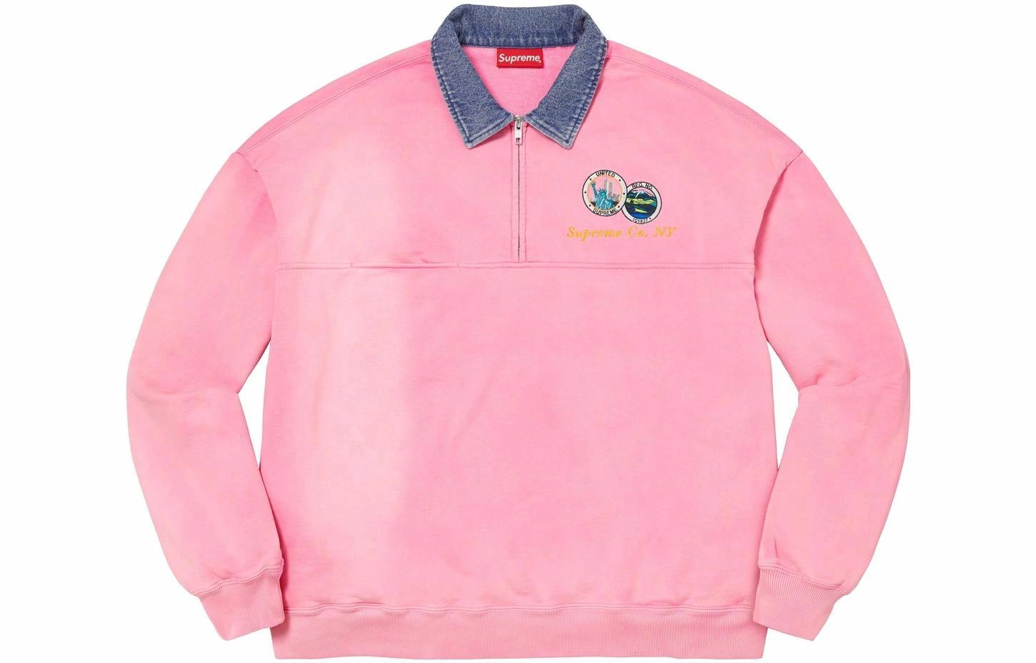 Supreme SS23 WEEK 13 DENIM COLLAR HALF ZIP SWEATSHIRT