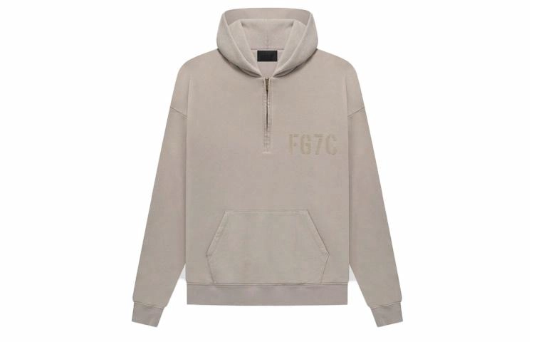 Fear of God Long Sleeve Half Zip Hoodie Vintage Paris Sky FG7C Logo