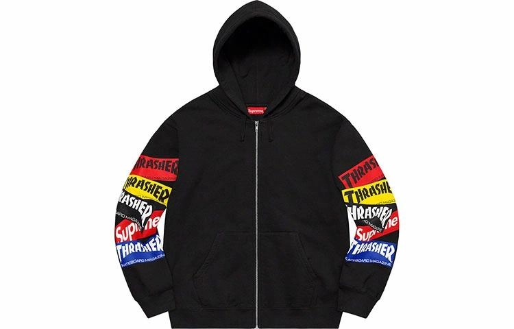 Supreme Week 5 x Thrasher Multi Logo Zip Up Hooded Sweatshirt