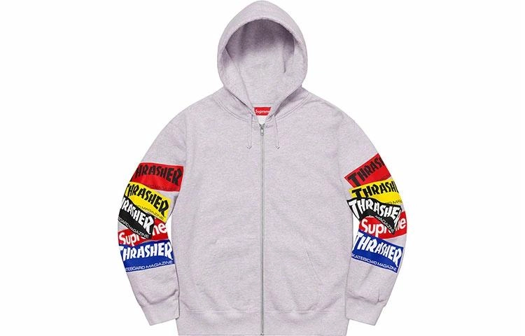 Supreme Week 5 x Thrasher Multi Logo Zip Up Hooded Sweatshirt