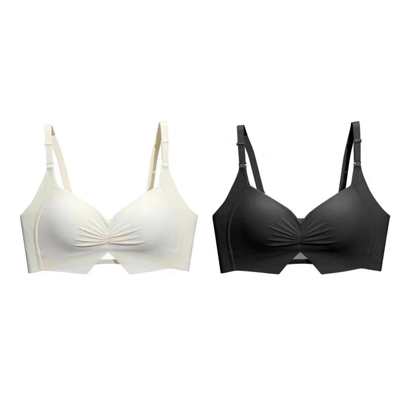 棉基因 贴合高度简约运动防滑自然降杯侧收副乳全罩杯无痕大胸显小胸薄款防下垂聚拢文胸 女款 组合装