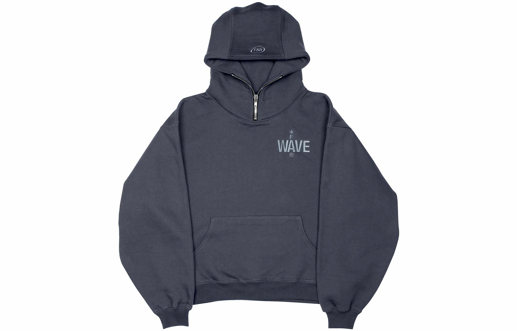 FARFROMWHAT FW22 Wave Hoodie India Ink Logo