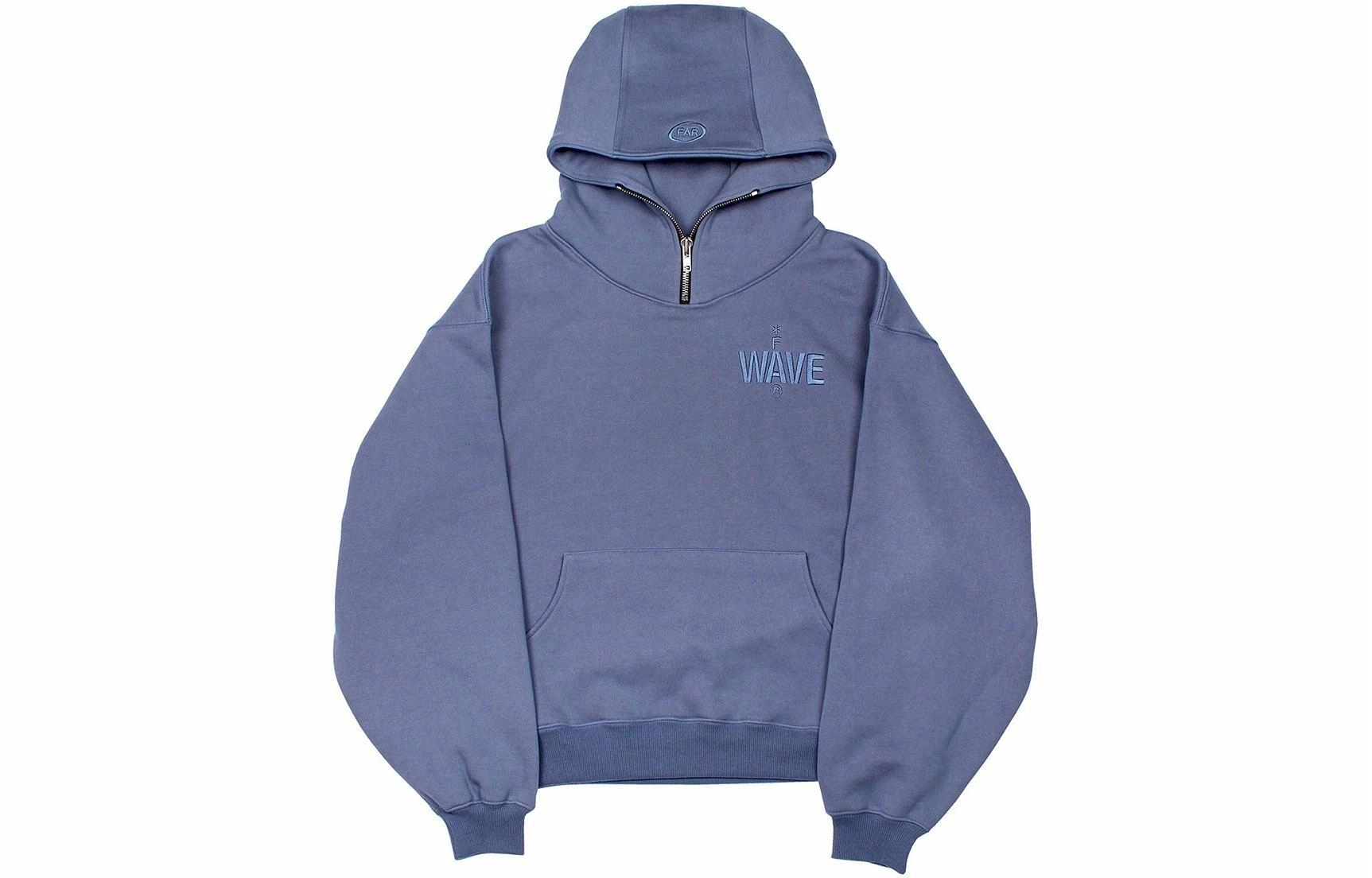 FARFROMWHAT FW22 Wave Hoodie Blue Ice