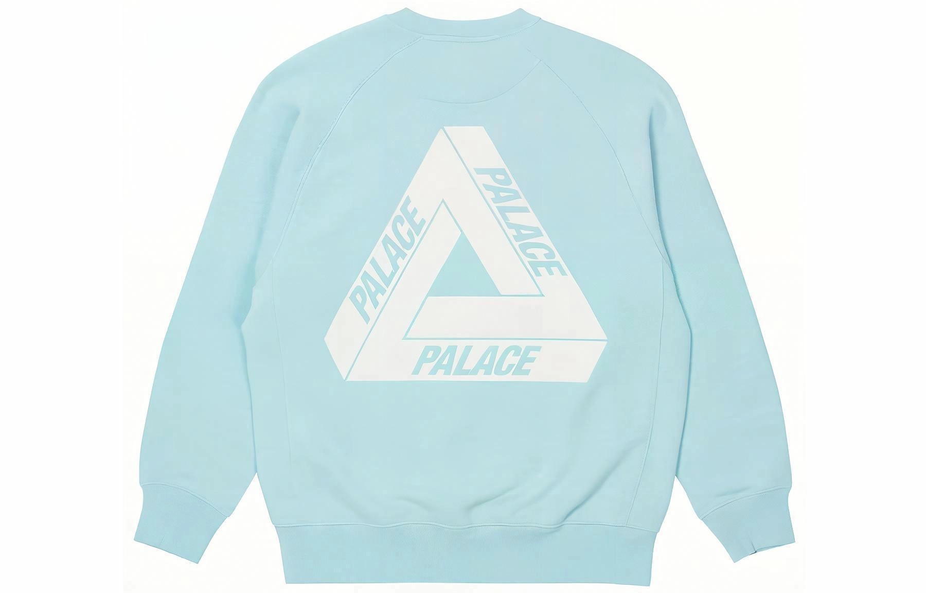PALACE FW22 Tri-Ferg Slub Crew Light Blue Logo
