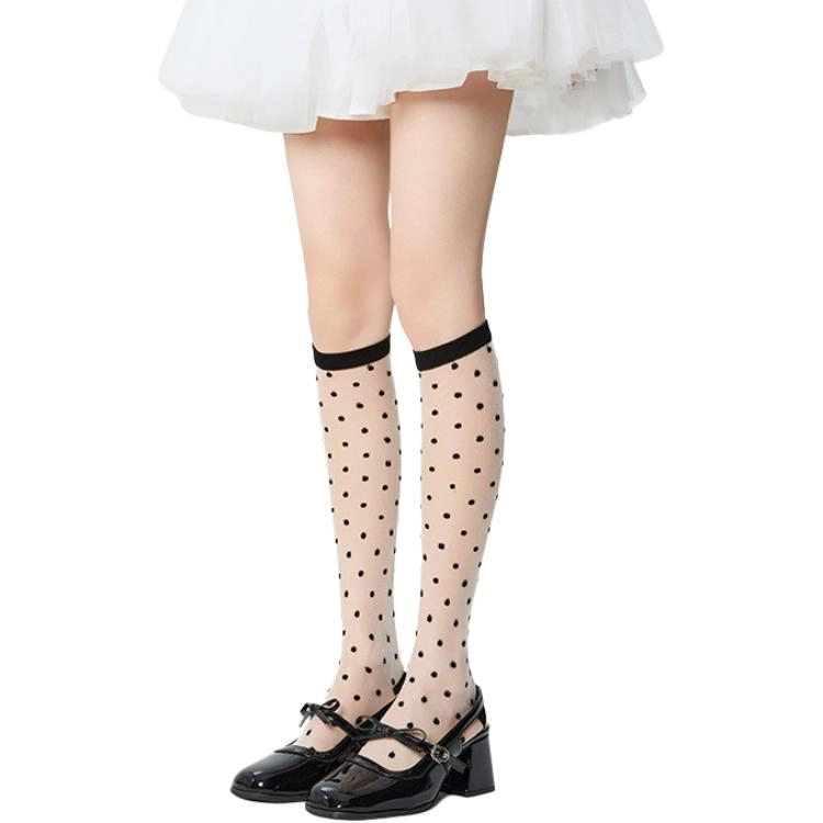 棉芝士 日系波点小腿袜子薄款甜美少女夏季长筒袜 女款