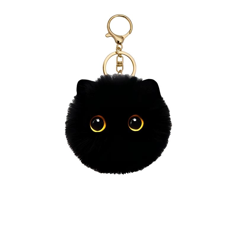 丹琴 害羞腮红猫猫球书包背包钥匙扣包包公仔小黑猫 毛绒 挂件 男女同款情侣款