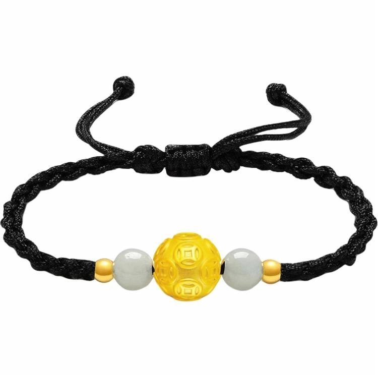 【999纯金高品质】 金师傅 转运金钱珠手绳 时来运转招财纳福新中式国潮复古气质百搭小众高级#好运 足金 一口价 黄金手链 男女同款情侣款