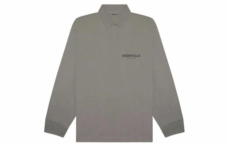 Fear of God Essentials FW20 Long Sleeve Polo Shirt Cement LogoPolo