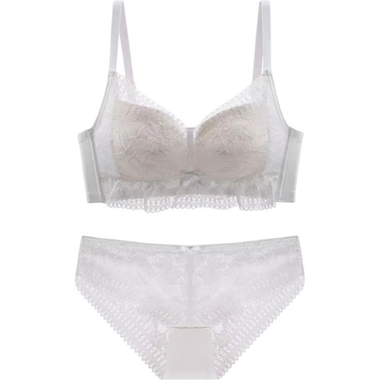 秀黛 性感蕾丝聚拢大胸显小收副乳内衣裤套装 女款