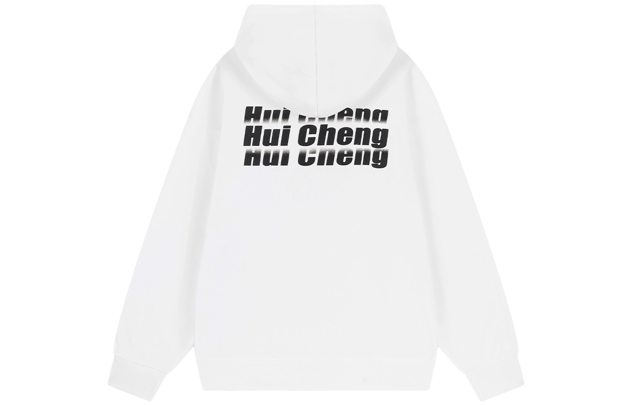 绘承 渐变品牌字母印花落肩袖宽松休闲套头连帽加绒加厚卫衣 男女同款