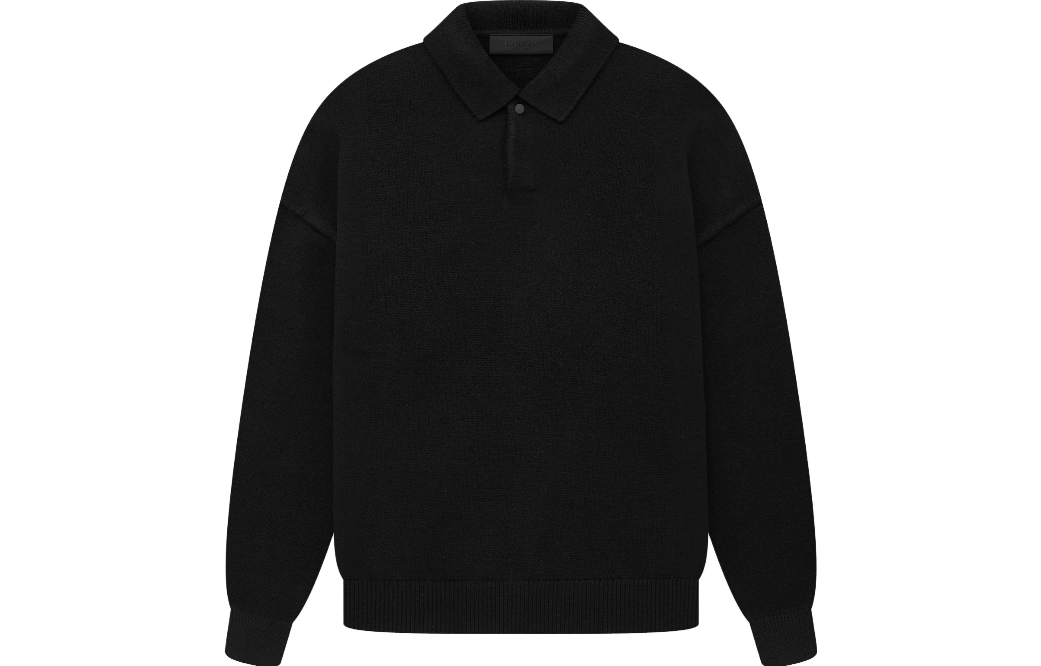 Fear of God Essentials The Black Collection Essentials Knit Polo Jet Black LogoPolo