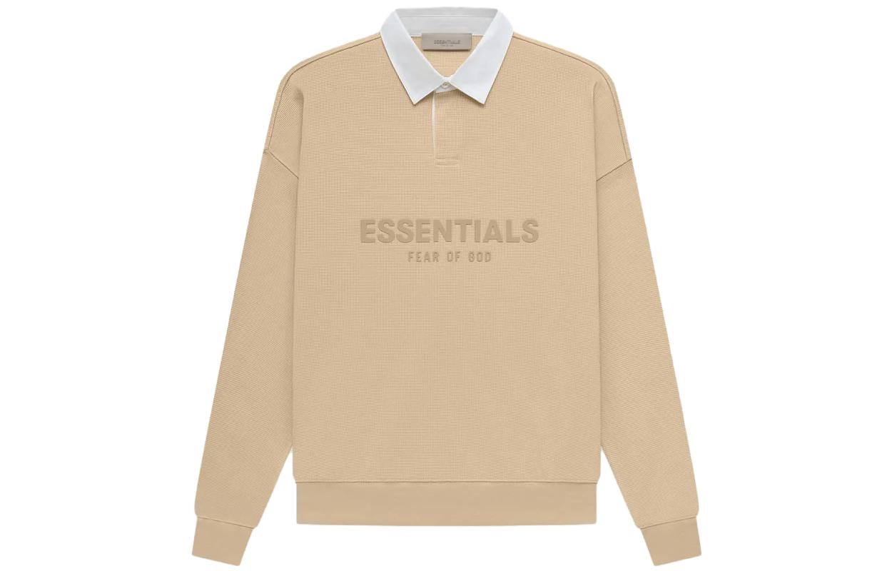 Fear of God Essentials SS23 waffle henley rugby sand LogoPolo