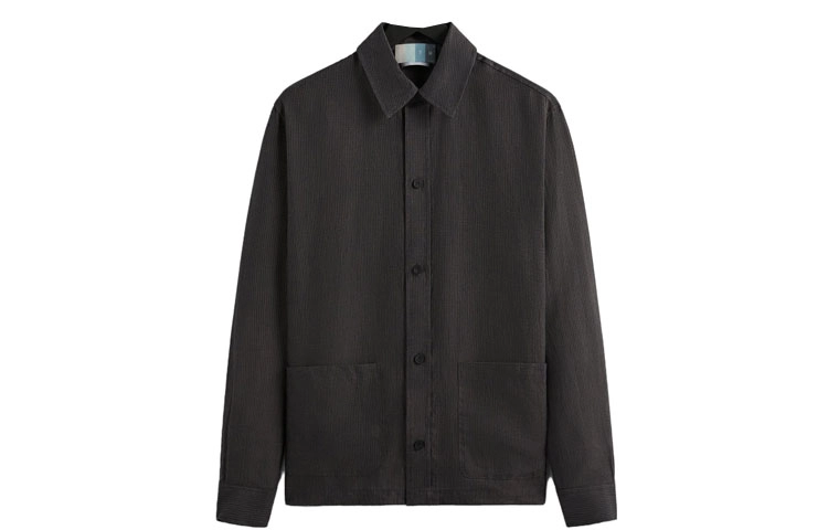 KITH SS23 Pinstripe Linen LS Boxy Overshirt