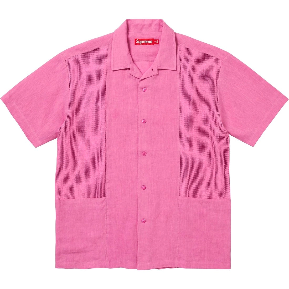 Supreme SS24 WEEK18 MESH PANEL LINEN SS SHIRT