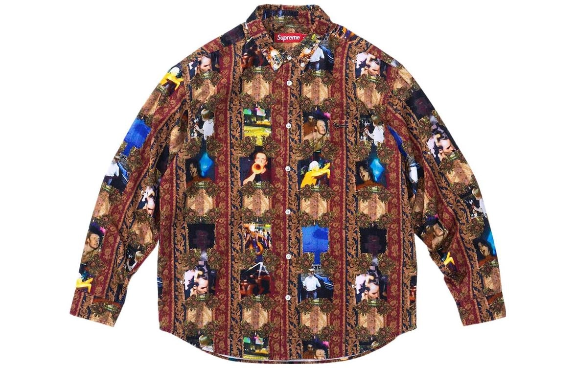 Supreme x Mark Leckey FW23 WEEK4 HARDCORE PRINTED CORDUROY SHIRT