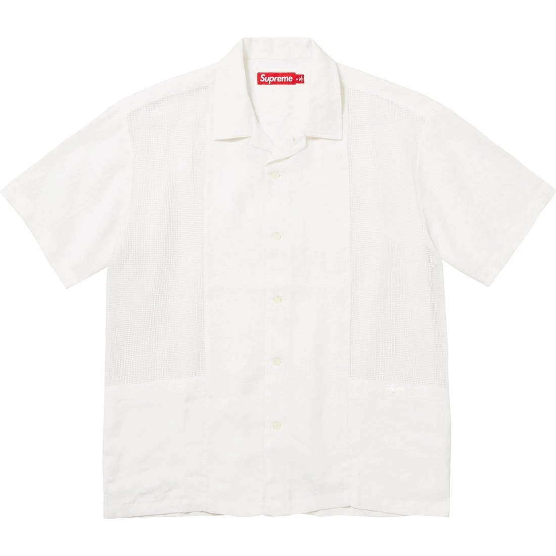 Supreme SS24 WEEK18 MESH PANEL LINEN SS SHIRT