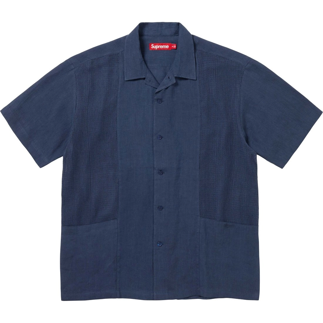 Supreme SS24 WEEK18 MESH PANEL LINEN SS SHIRT