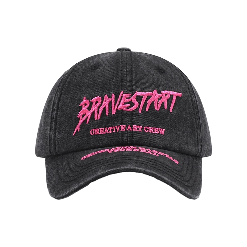 【素颜神器 BRAVESTART字母刺绣】 攸委 街头休闲水洗做旧百搭鸭舌帽女显脸小 棉 大头围户外夏韩版软顶透气遮阳防晒帽 男女同款情侣款