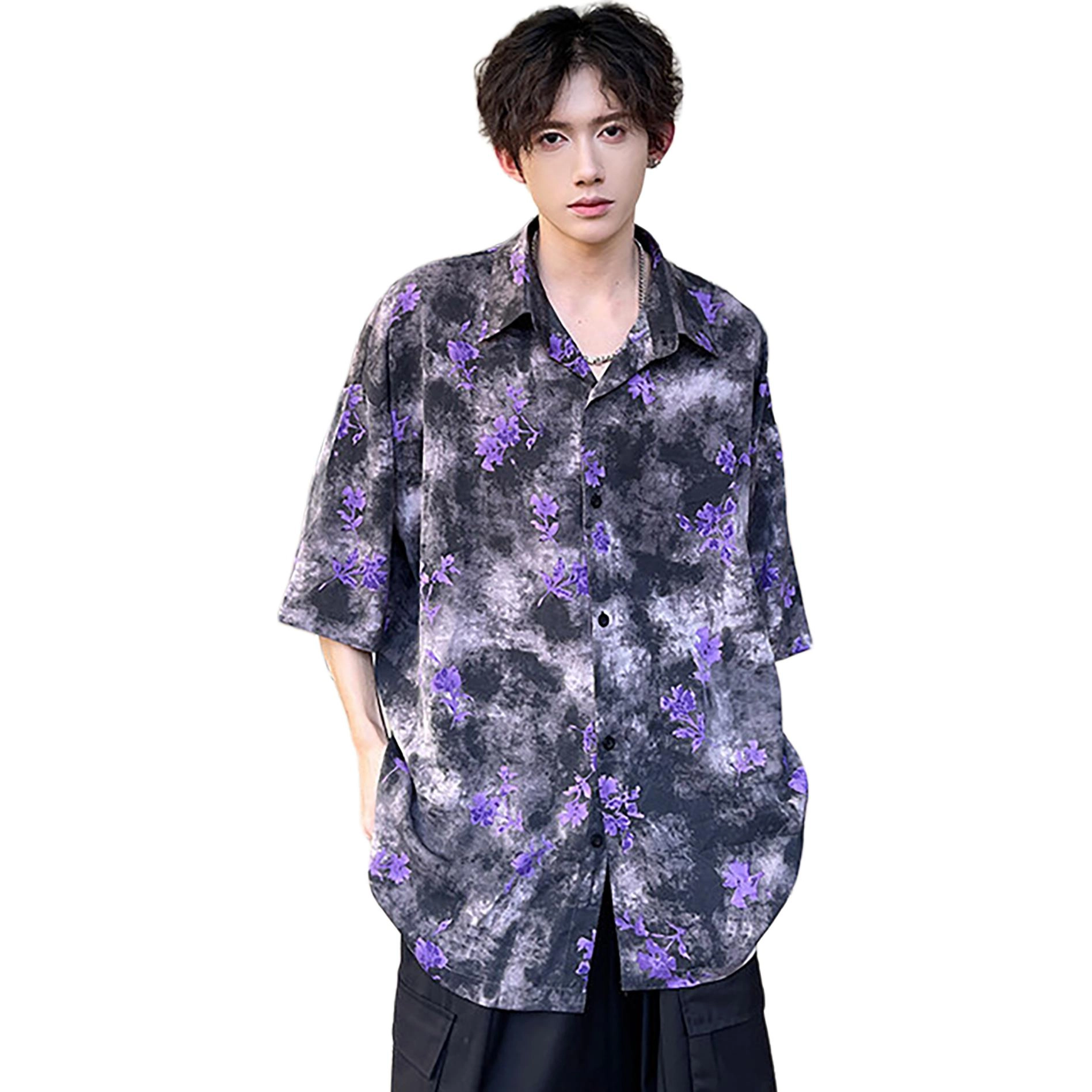 袋鼠 简约休闲半袖宽松舒适透气短袖衬衫 男女同款