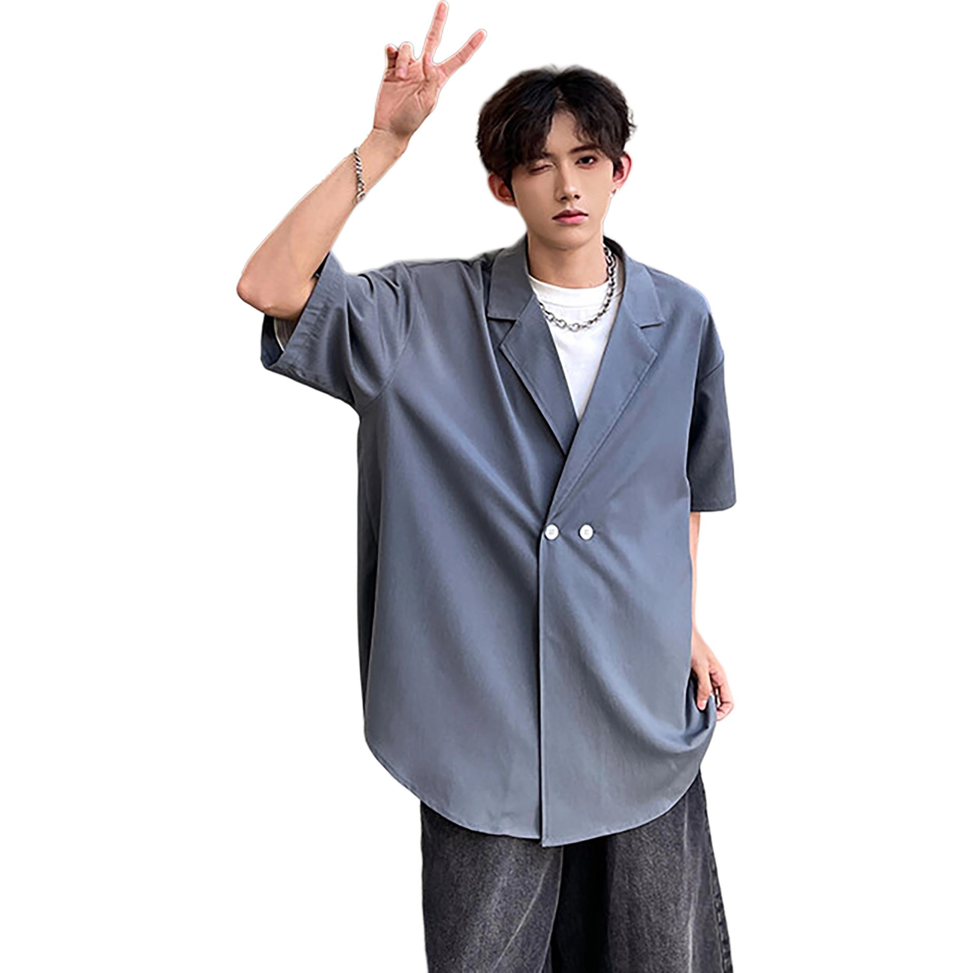 袋鼠 简约休闲宽松舒适百搭潮流短袖衬衫 男女同款